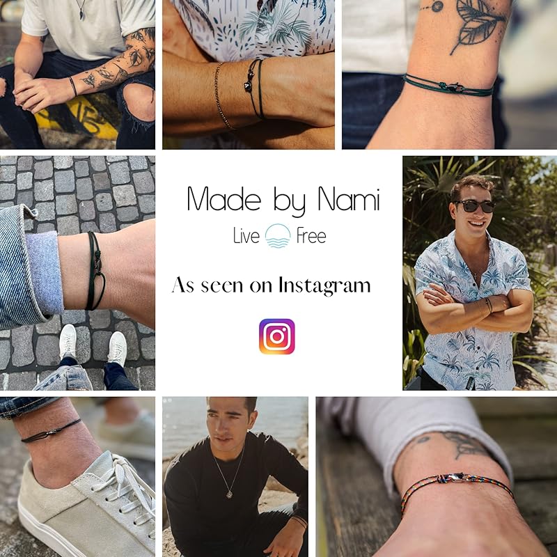 Made by Nami Nautical Rope Bracelet for Men Waterproof & Adjustable Wrap String Bracelets with Snap Hook Gift for Him (Coyote Silver)