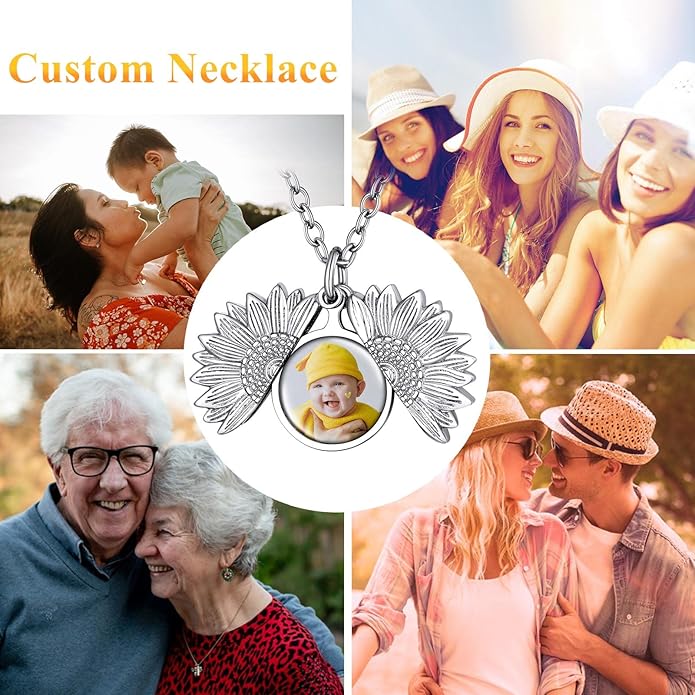 Supcare Locket Necklace That Holds Pictures-Engraved Photo Pendant Custom Jewellery Gifts for Men Women (with Jewellery Gift Box)