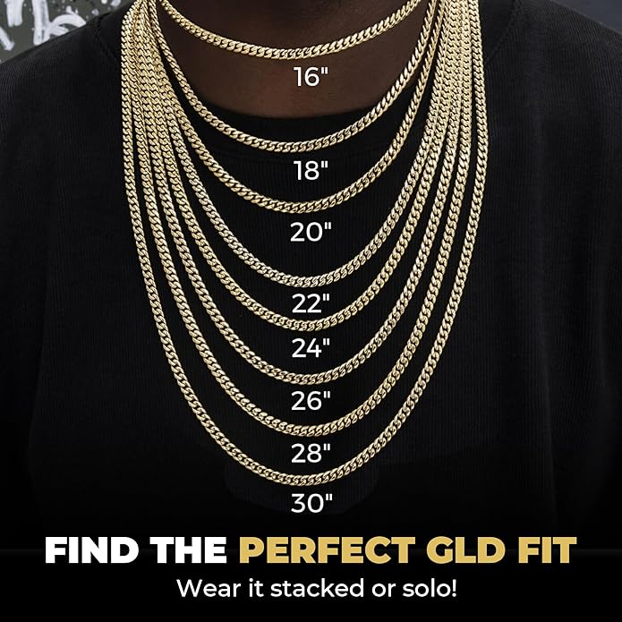 GLD Rope Chain - Gold-Plated Rope Chain with Exclusive Storage Travel Pouch - Snatch-Proof Clasp, Sweat-Proof and Fade-Resistant - Lifetime Quality, Designed in Miami