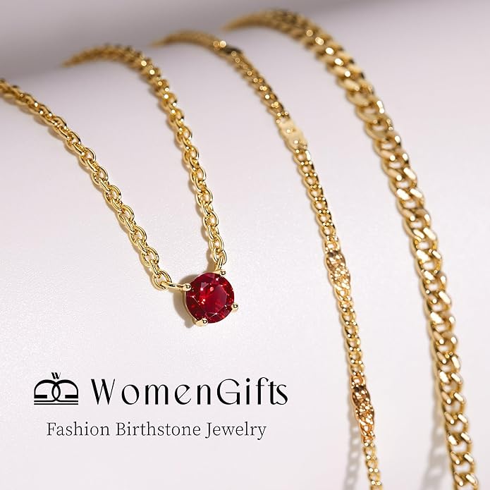 WomenGifts Layered Gold Necklaces for Women, 14K Gold Sterling Silver Plated Dainty Pendant Necklace Set with Cubic Zirconia Circle, Chunky Stackable Cuban Chain Choker, Trendy Personalized Birthstone Jewelry Gift Non Tarnish