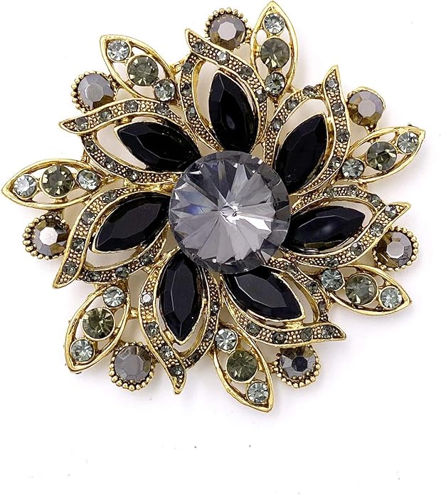 LAXPICOL Vintage Women's Austrian Crystal Elegant Flower Brooch Wedding Broach Pin