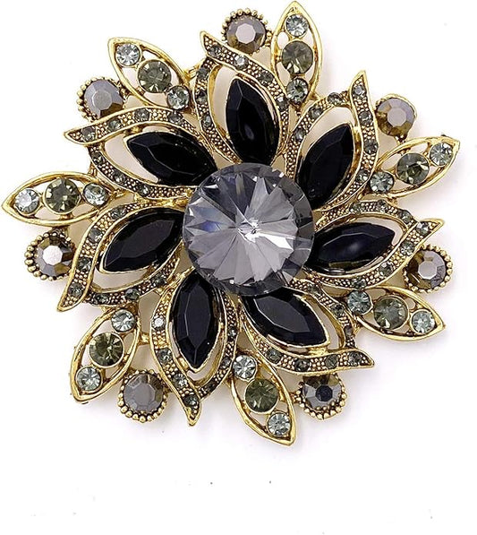 LAXPICOL Vintage Women's Austrian Crystal Elegant Flower Brooch Wedding Broach Pin