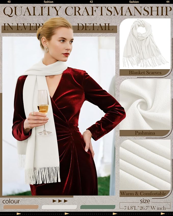 Oakgarden 3 Pack Winter Scarf for Women Pashmina Scarves Shawl Wraps Bridesmaid Gifts for Evening Dresses