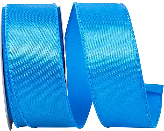 Reliant Ribbon 92575W-913-09F Satin Value Wired Edge Ribbon, 1-1/2 Inch X 10 Yards, Turquoise