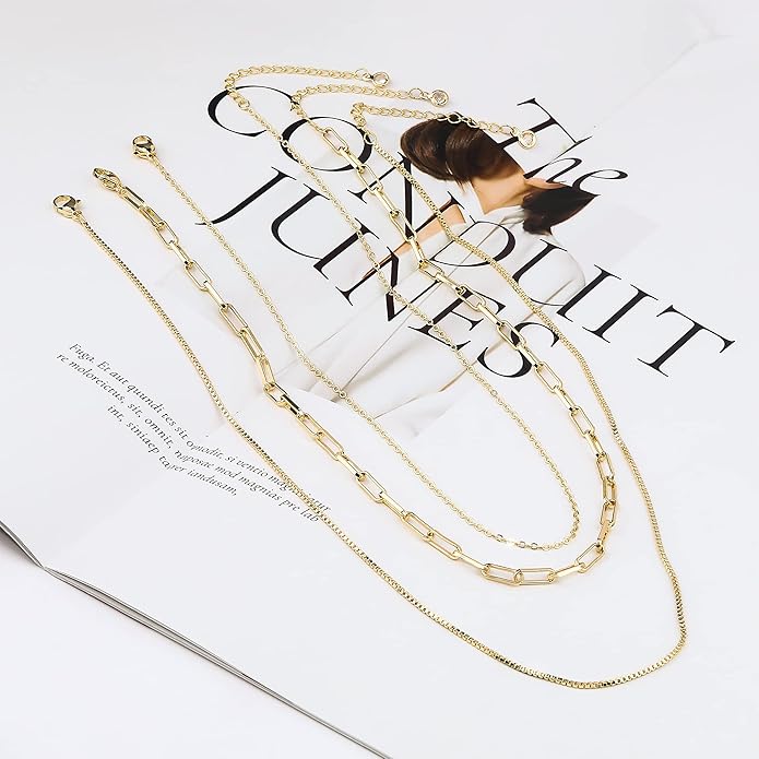 Freekiss Herringbone Necklace for Women,Dainty Gold Necklace,14k Gold Plated Snake,Gold Chain Choker Necklaces,Simple Gold Layered Necklaces,Gold Jewelry Gift for Women