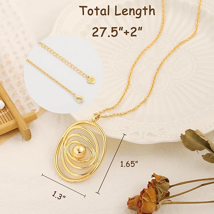 CANEVINKA 18K Gold Plated Pendant Long Chain Necklace Sweater Necklace Fashion Jewelry for Women