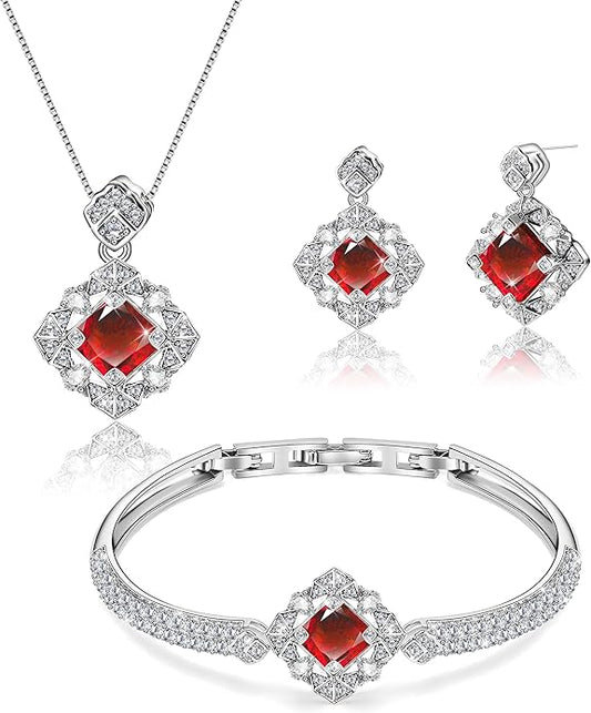 Blissful Angel Womens Jewelry Set Bracelet Necklace and Earrings Sets Crystal Jewelry Set For Wife Girlfriend Or Mothers Idea Gift For Special Women in Life