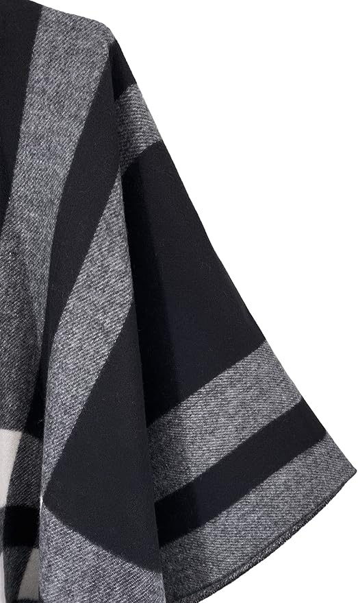 Moss Rose Women's Travel Plaid Shawl Wrap Open Front Poncho Cape for Fall Winter