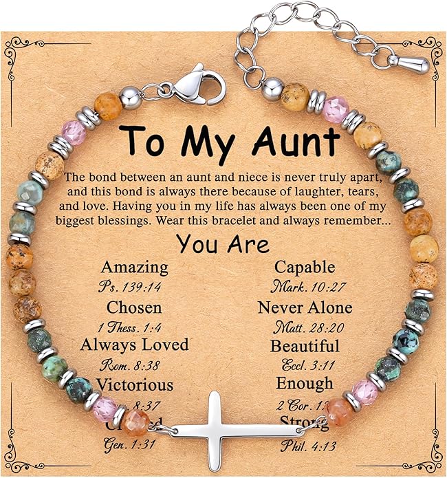 TONY & SANDY Christian Cross Bracelet for Women, Stocking Stuffers for Women, Confirmation Baptism Easter Gifts, Unique Gift for Friends Daughter Mom Sister in Christ on Birthday Christmas