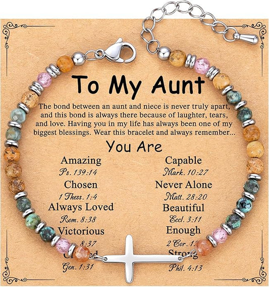 TONY & SANDY Christian Cross Bracelet for Women, Stocking Stuffers for Women, Confirmation Baptism Easter Gifts, Unique Gift for Friends Daughter Mom Sister in Christ on Birthday Christmas
