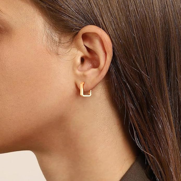 Gacimy Gold Huggie Hoop Earrings for Women 14k Gold Plated, Small Hoop Earrings for Women, 1/2 Inch Yellow Color Earrings for Women