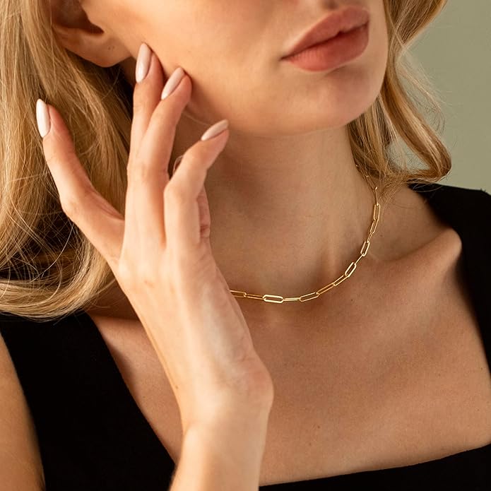 Layered Gold Necklace for Women Dainty 14K Gold/Silver Plated Stacked Necklace for Women Trendy Cuban Paperclip Herringbone Chain Diamond Pendant Necklaces Jewelry Set Accessories Gift