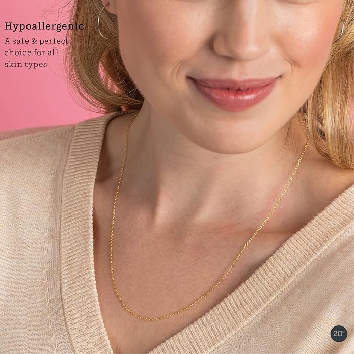 KEZEF 1mm 925 Sterling Silver Necklace for Women | 16-36 inch long Silver, 18k Gold, Rose Gold Necklaces for Women - Made In Italy Real Cable Chain Jewelry | Dainty cadena de plata s925 para mujer