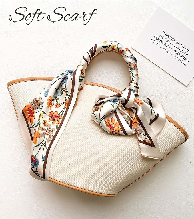 kcctoo 59" Mulberry Silk Like Head Scarf Women's Fashion Square Neck Satin Scarfs for Bag Hair Scarves Gift 59 * 5.9”