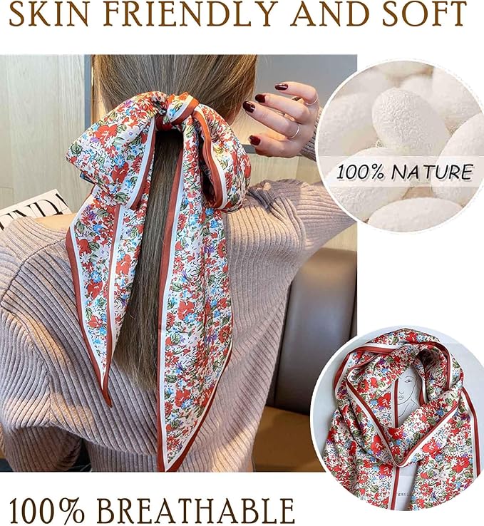 Dailyacc Hair Scarf for Women Fashion Silky Satin Headscarf Wrap Breathable Lightweight Neck Scarves For Handbag