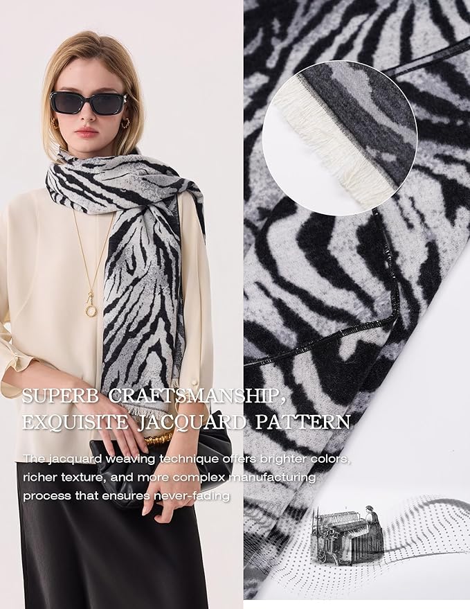 ZHE JIN Luxurious Silk Scarf Shawl Wraps for Women, Warm Scarves Winter Gift, 100% Brushed Mulberry Silk