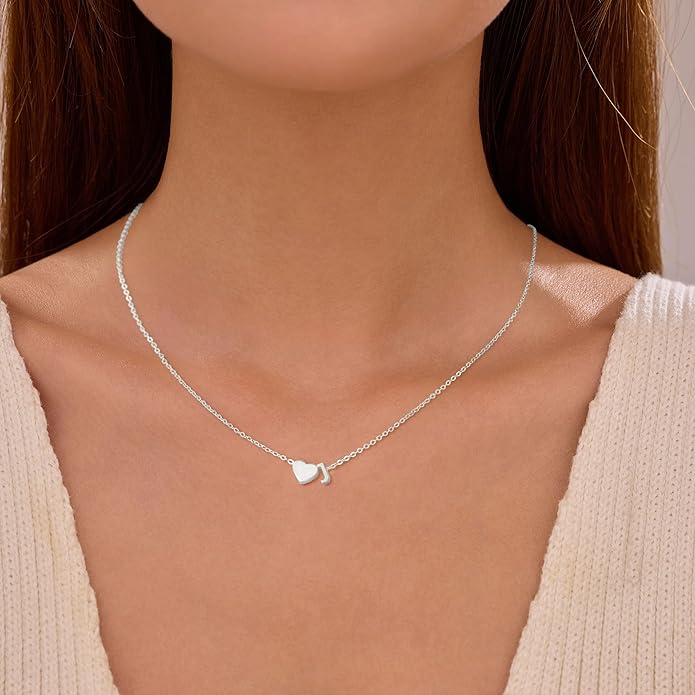 LOVECOM 14K Gold Plated Love Heart Initial Necklaces for Women Mother Daughter 925 Sterling Silver Letter Name A-Z Pendant Necklace Dainty Personalized Chain Necklace Valentines Jewelry Gifts