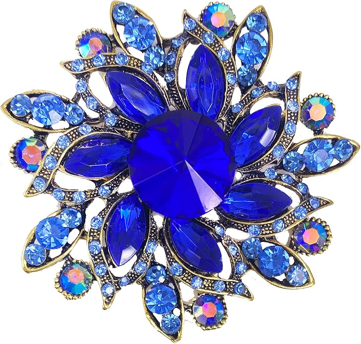 LAXPICOL Vintage Women's Austrian Crystal Elegant Flower Brooch Wedding Broach Pin