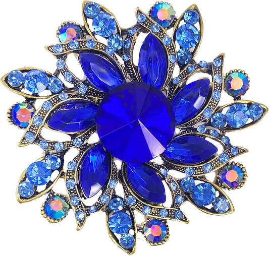 LAXPICOL Vintage Women's Austrian Crystal Elegant Flower Brooch Wedding Broach Pin