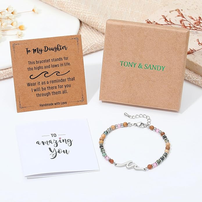 TONY & SANDY Friend Gifts for Women, Stocking Stuffers for Women, Sister Gifts from Sister, Wave Bracelet, Birthday Gifts for Woman, Bestie Friendship Bracelets, Unique Gifts for Her