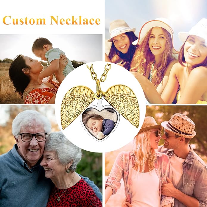 Supcare Locket Necklace That Holds Pictures-Engraved Photo Pendant Custom Jewellery Gifts for Men Women (with Jewellery Gift Box)