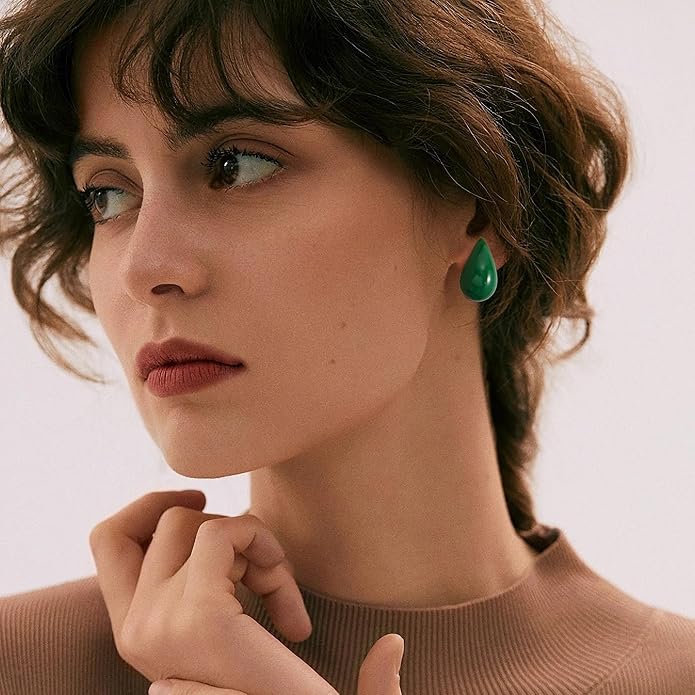 Gacimy Teardrop Earrings Dupes for Women 14K Gold Plated, Chunky Drop Earrings for Women with 925 Sterling Silver Post