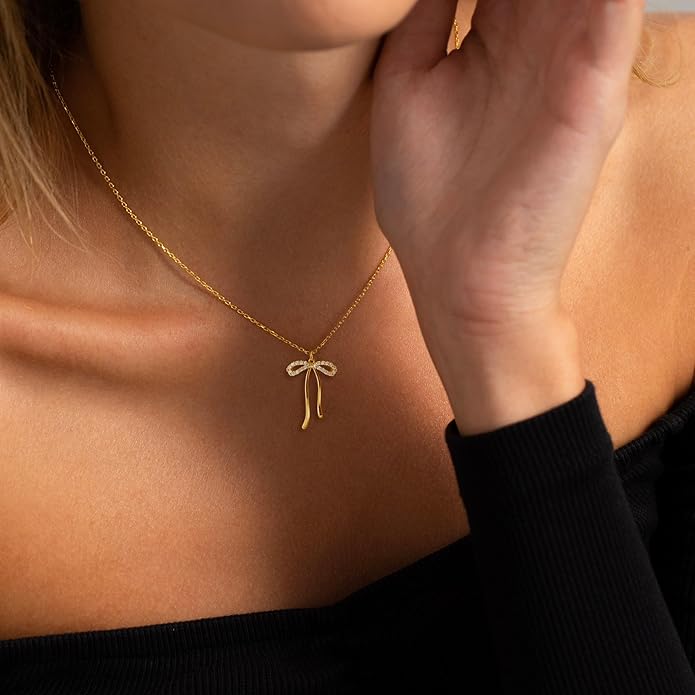 Gold Necklace for Women-14K Gold Plated Bow,Dragon,Shell, Palm Tree, Seahorse, Conch Shell,Sardines, Cowboy Boot,Bat,Bunny Pendant Beachy Jewelry for Women Gifts
