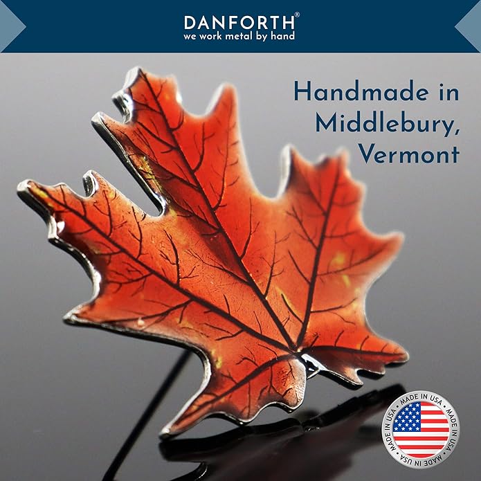 Danforth - Maple Leaf Fall/Autumn Brooch Pin, Pewter, 1 3/4 Inches, Handcrafted, Made In USA