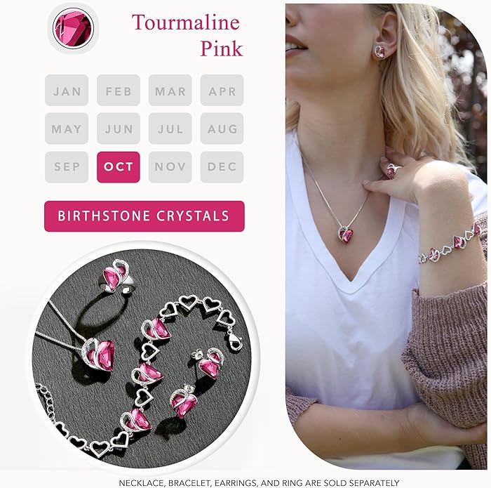 Earrings for Women, Mothers Day Gift for Mom, Heart Birthstone Crystal Stud Earring, Silver Plated Birthday Jewelry