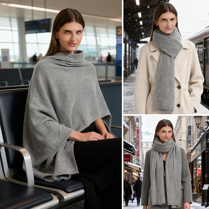 Erdenech Luxury Cashmere Wool Blend Wrap for Women, All-Season Travel Wrap Shawl, Extra Large Blanket Shawl Scarf Pashmina