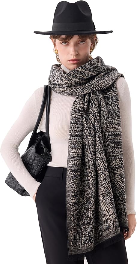 ZHE JIN Luxurious Silk Scarf Shawl Wraps for Women, Warm Scarves Winter Gift, 100% Brushed Mulberry Silk