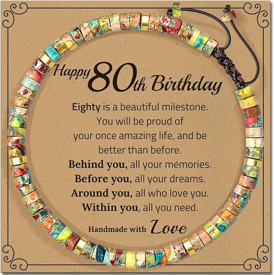 30th 40th 50th 60th 70th 80th Birthday Gifts for Women, Natural Stone Bracelet Birthday Gifts for Mom Daughter Grandma Sister Friends Coworker