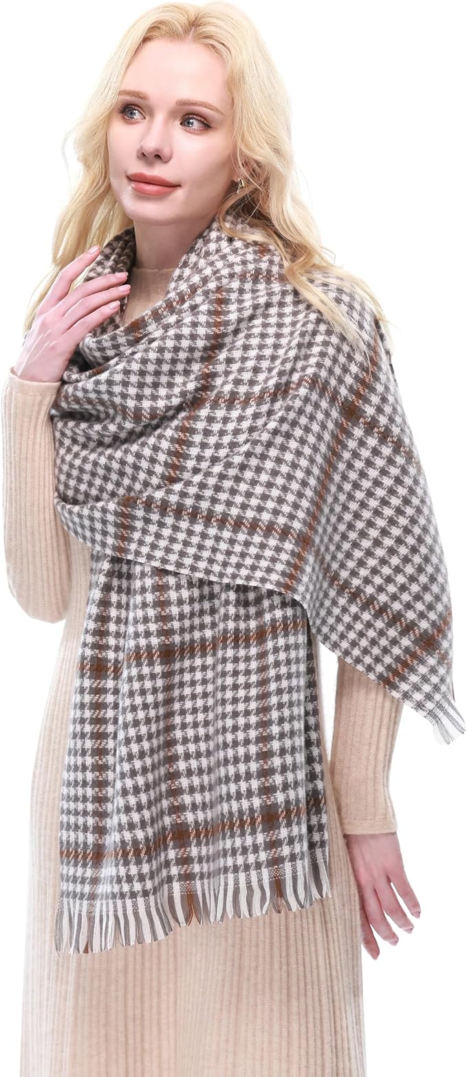 RIIQIICHY Plaid Scarf for Women Fall Winter Pashmina Scarves Wraps for Cold Weather Warm Large