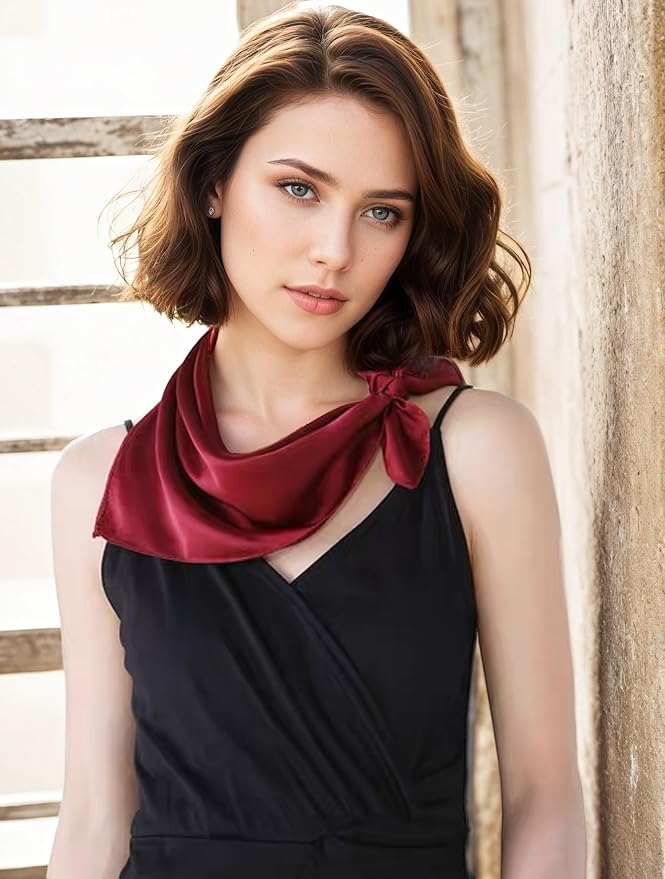 ANDANTINO 100% Mulberry Silk Square Scarf for Hair-25.6" X25.6'' Women Men Natural Silk Neckerchief Digital Printed Headscarf