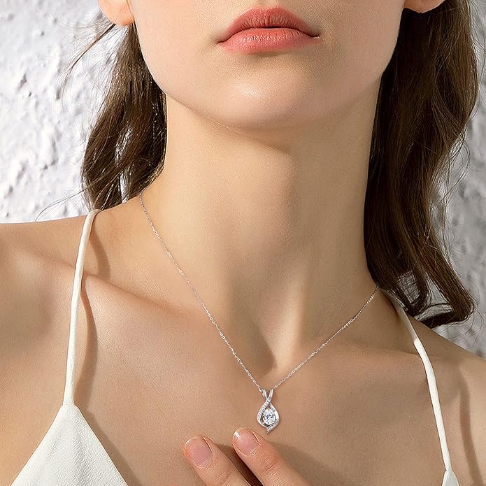 SMILEST Christmas Gifts for Women - 925 Sterling Silver Oval Sparkle Birthstone Pendant Necklace, Gemstone Pendant Anniversary Birthday Gifts for Women Wife Girlfriend Mom Grandma Birthstone Necklace