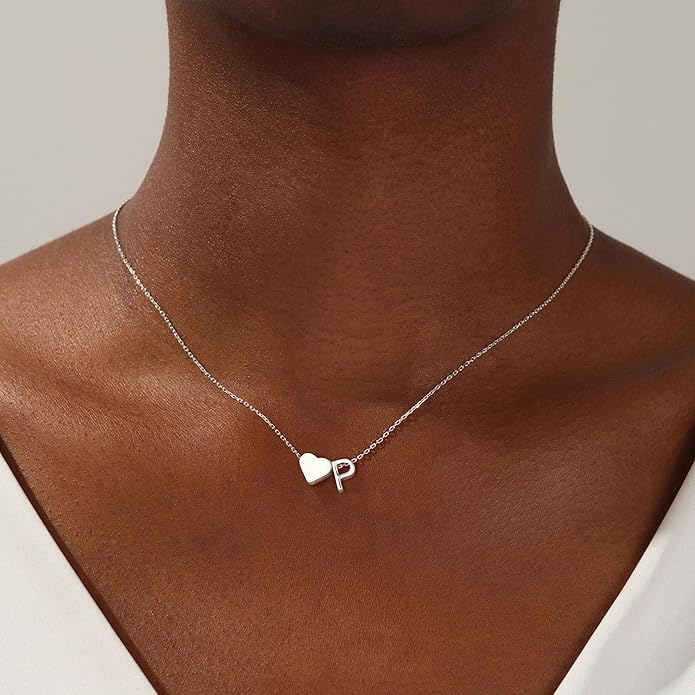 Turandoss Christmas Gifts for Grandkids - Dainty 18K Gold Plated Tiny Heart Initial A-Z Letter Pendant Necklace Stocking Stuffers for Teen Girls Jewelry