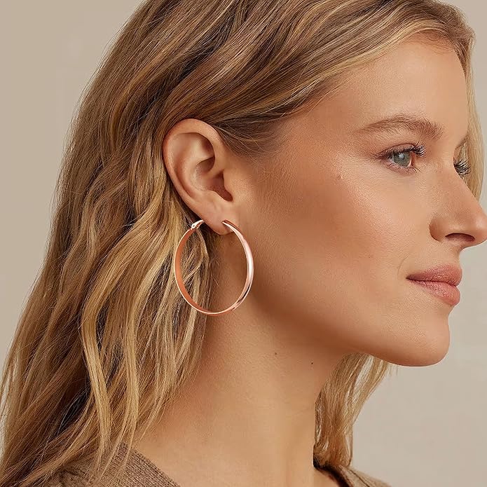 Gacimy 14K Gold Plated Hoop Earrings for Women, 14k Real Gold Plated with 925 Sterling Silver Post, Hypoallergenic Lightweight Thick Hoops Earrings for Women Trendy