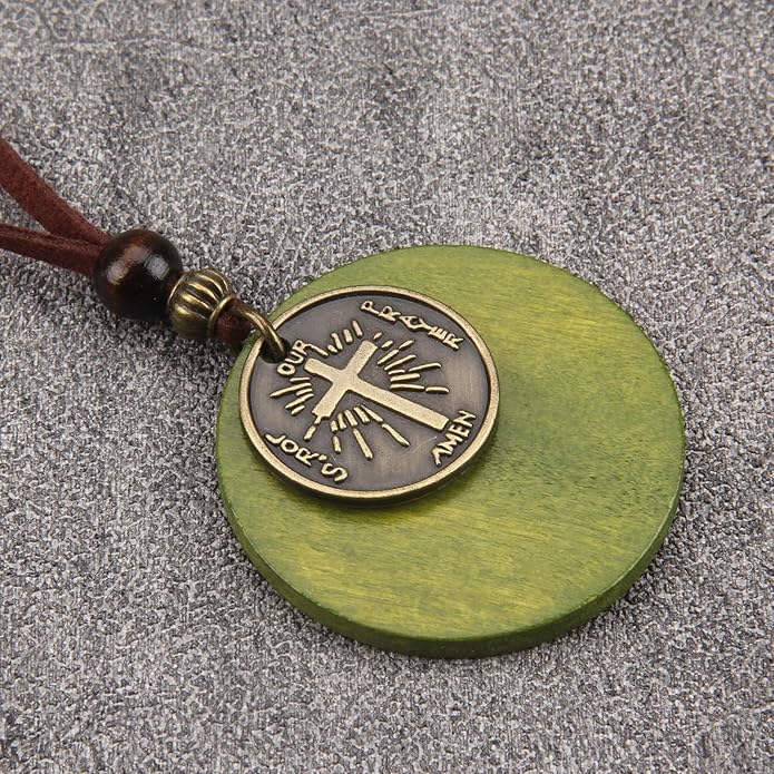 Long Boho Necklaces for Women Vintage Leather Wooden Pendant Y Choker Ethnic Style Gold Circle Hippie Sweater Necklace