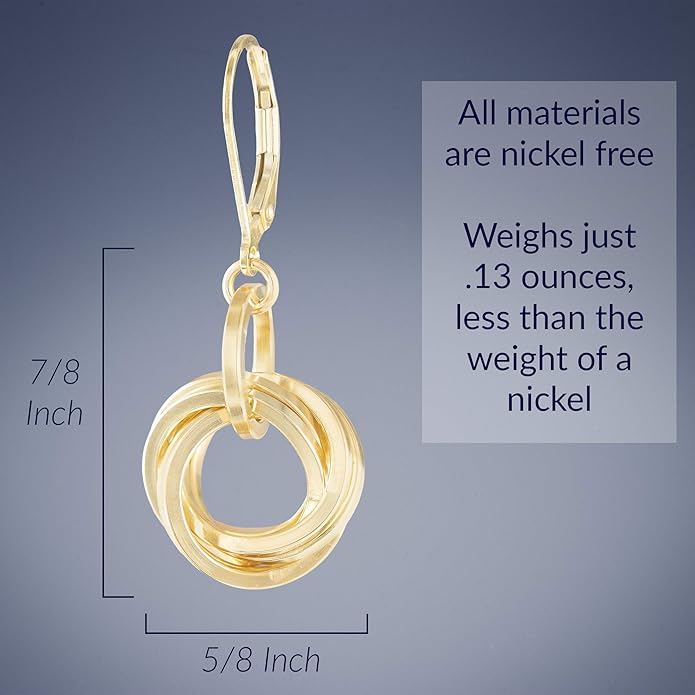 Tahmi Elegant 14K Yellow Gold-Filled Love Knot Jewelry Gift Set | 20 Inch Circle Pendant Necklace and Dangle Earrings for Women | Perfect Everyday, Holiday, Birthday, or Wedding Gift Idea