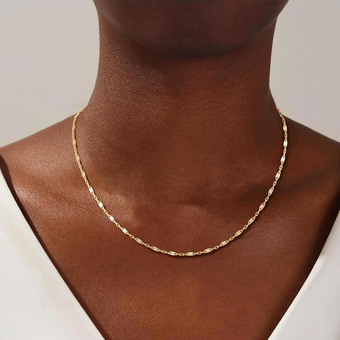 S925 Sterling Silver Lip Chain Necklace for Women - Sterling Silver Lip Chain Necklace Thick Sturdy Colourfast Necklaces Jewelry for Women 16/18/20/22 Inch