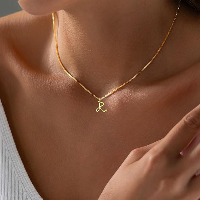 Initial Necklaces for Women Trendy, Dainty Silver Letter Necklace Cute Pendant Choker Name Necklace Personalized Costume Monogram Silver Jewelry Necklace for Women Valentines Gifts