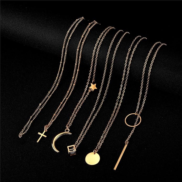 Starain 12Pcs Layered Choker Necklace Fashion Multilayer Chain Necklace Simple Gold Necklace Set for Women