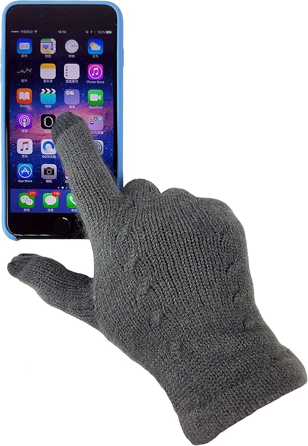 BRUCERIVER Women's Ultra Soft Knit Scarf & Glove Set Touchscreen Function Cable Design