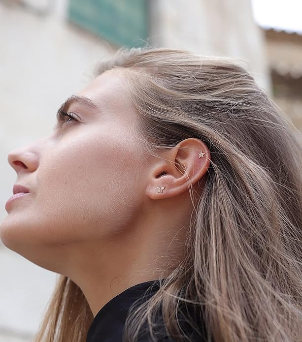 Freekiss 3 Pairs Gold Hoop Earrings Set: Dainty Stud Earrings Trendy Small 14K Gold Plated Hypoallergenic Dangle Cartilage Huggie Hoop Earrings for Women Gold Jewelry for Women Gifts