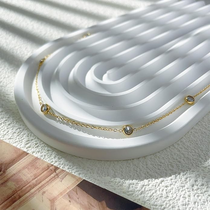 Dainty Gold Diamond Necklace for Women, 14k Gold Plated Diamond Station Choker Necklace for Women Daily & Minimalist, Gold Jewelry for Women