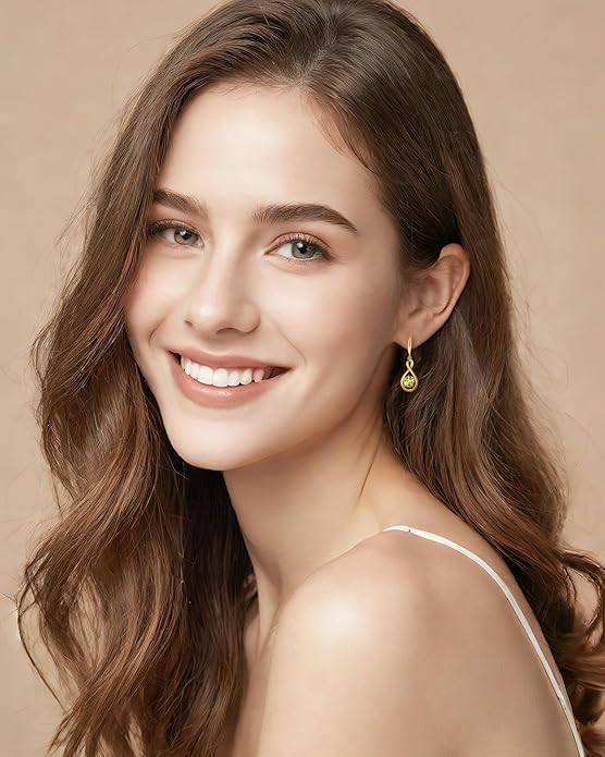FANCIME Dangle Drop Earrings 925 Sterling Silver Dainty Infinity Round Gemstone Birthstone Jewelry Birthday Gifts for Her Women