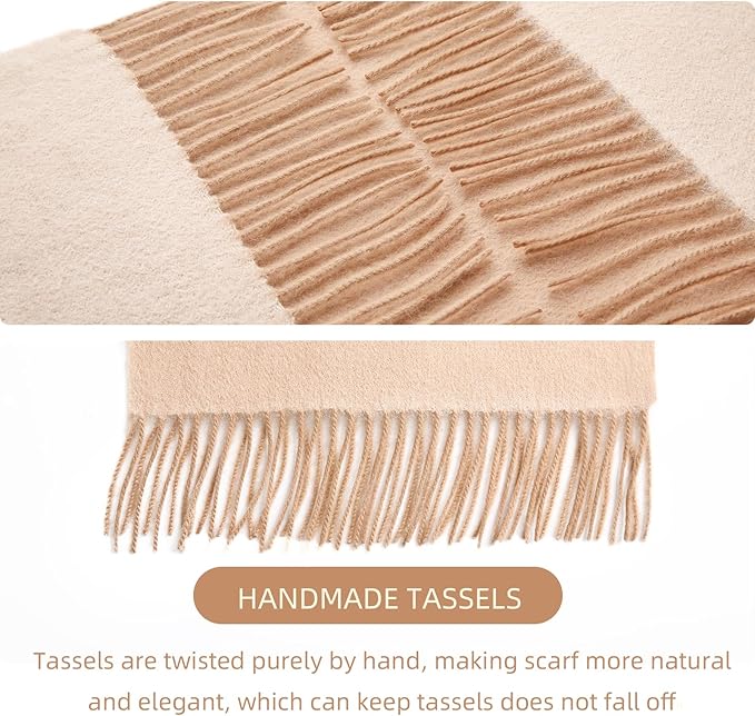 HOTDAY Cashmere Scarf - Winter Warmer With Double-sided Solid Color, Water Wave Pattern