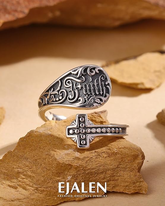 S925-Sterling-Silver Abalone Dragonfly-Turquoise Spoon Ring - Vintage Boho Sunflower Thumb Oxidized Wrap Rings Victorian Style Antique Floral Jewelry Gifts for Women