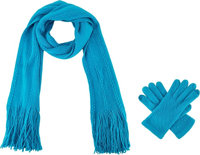 BRUCERIVER Women's Ultra Soft Knit Scarf & Glove Set Touchscreen Function Cable Design