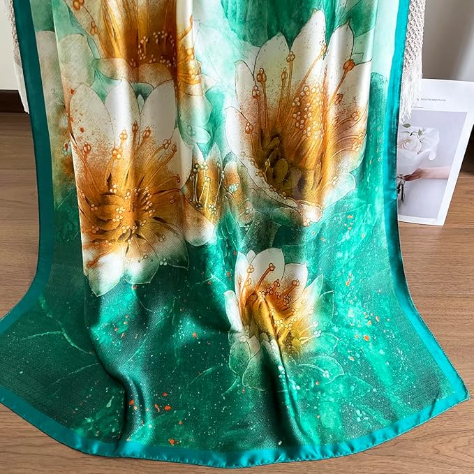 Long Silk Like Scarf Lightweight Satin Scarves Large Sunscreen Shawl Wrap for Women